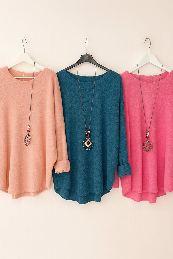 🍂 Italian Cozy Chic – Pullover mit Kette